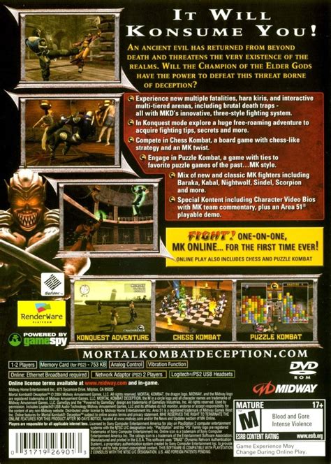 Mortal Kombat Deception Para Playstation 2 2004