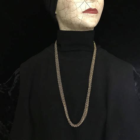 Vintage Celebrity Multi-strand Antiqued Gold Chain Necklace//50s