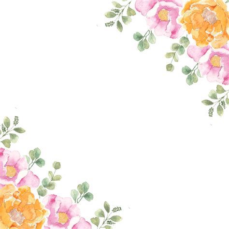 Bright Pink And Orange Watercolor Flower Border Wedding Border