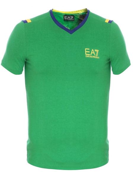 Ea7 Green V Neck Short Sleeved T Shirt Uk Branded Wear