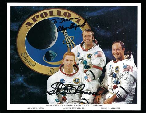 Apollo 14 Crew Signed 8x10 Nasa Lithograph Shepard Roosa And Mitchell