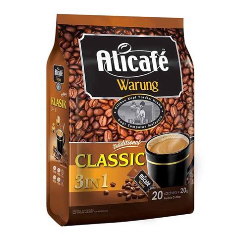 Alicafe 3 In 1 Warung Klasik Classic Instant Coffee 20 Sachets Per