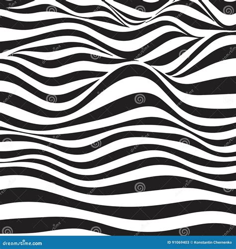 Abstract Striped Wavy Background Black And White Curved Lines Stock