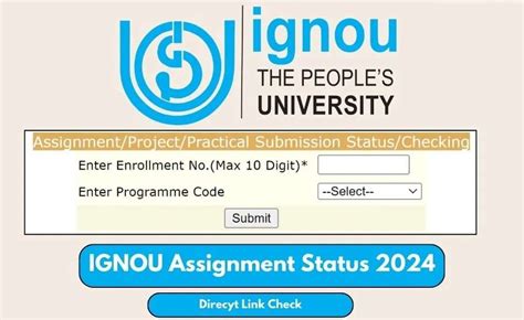 Ignou Assignment Status Check Result Marks