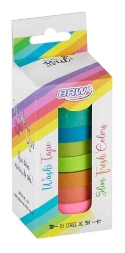 Fita Adesiva Brw Washi Tape Slim Fresh Soul 5m 10 Color Escorrega o Preço