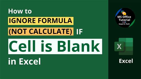 How To Ignore Formula Not Calculate If Cell Is Blank In Excel Youtube