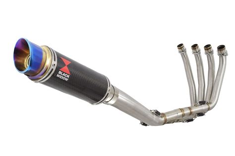 Cb650f 2014 2020 High Level De Cat Exhaust System 230mm Gp Round Blue Tip Carbon Silencer