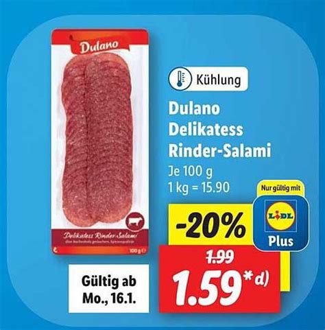 Dulano Delikatess Rinder Salami Angebot Bei Lidl Prospekte De