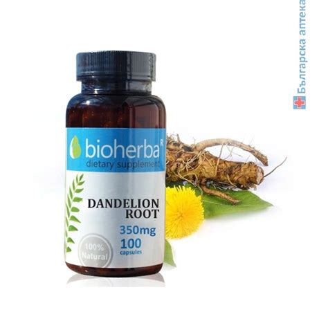 bg-apteka Глухарче корен Bioherba 350 мг 100 капсули тоник за черен ...