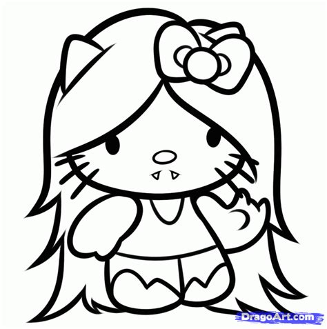 Hello Kitty To Draw Coloring Home