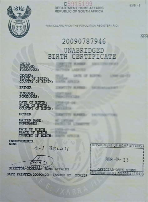 South African Birth Certificate Template Creative Professional Templates