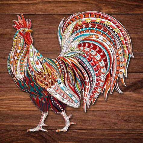 Wooden Puzzle Jigsaw Rooster By Kt Jigsaw Puzzle Laser Cut Etsy