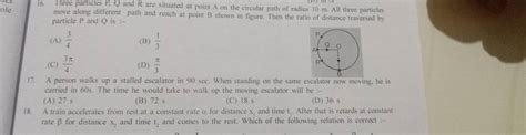 Three Particles P Q And R Are Situated At Point A On The Circular Path O