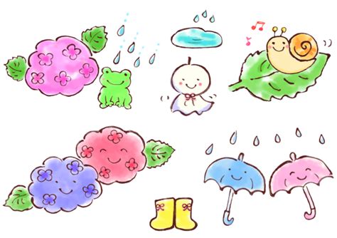 梅雨のイラストセット 無料イラスト素材｜素材ラボ