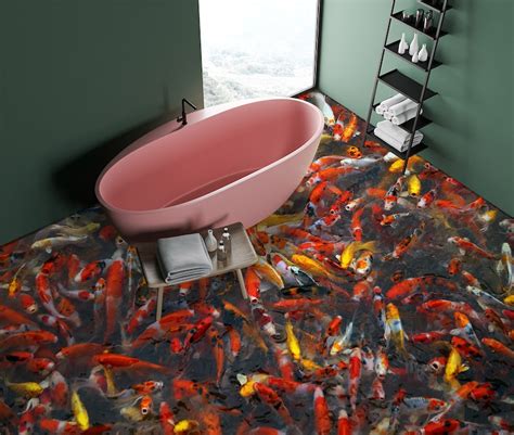 3D Lively Koi Pond 6289 Floor Wallpaper Murals Self Adhesive Etsy