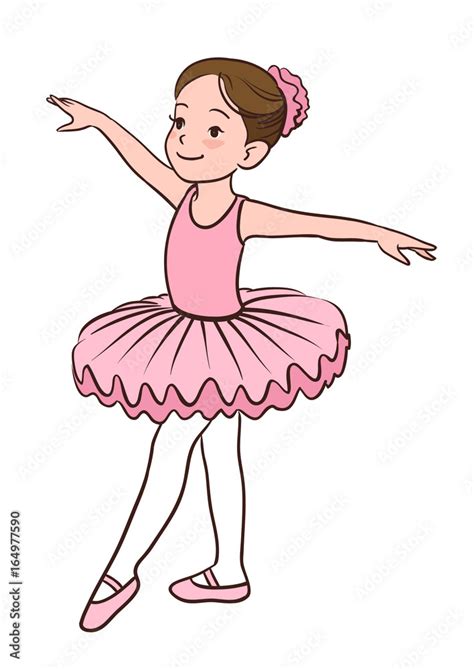 Vetor De Cartoon Vector Illustration Of A Smiling Little Caucasian Ballerina Girl Wearing Pink