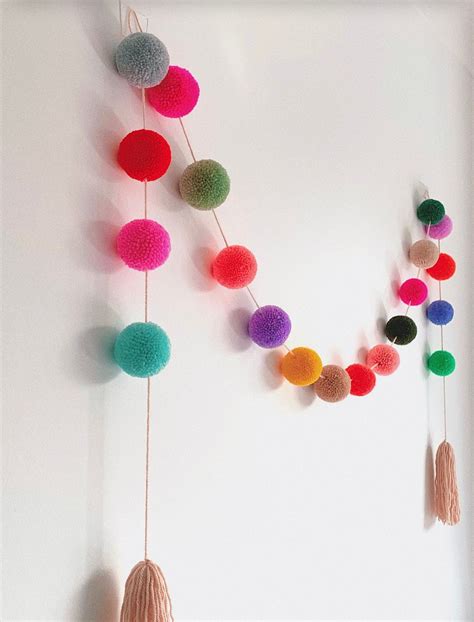 Handmade 6ft Multi Colour Custom Wool Pom Pom Garland With Etsy