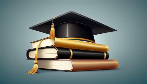 Premium Photo Illustration Of Stylized Graduation Cap On Stack Of