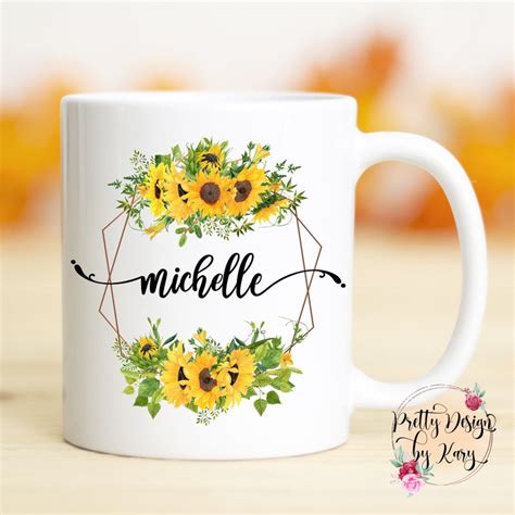 Custom Sunflower Mug Personalized Sunflowers Coffee Mug Etsy