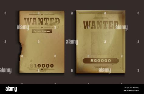 Wild West Wanted Posters Set Isolated On Black Background Vector