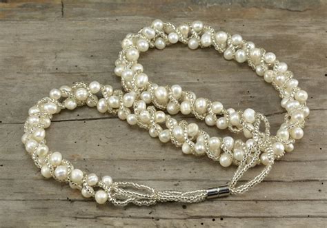 Freshwater Pearl Necklace White Pearl Necklacebeaded Pearl Etsy