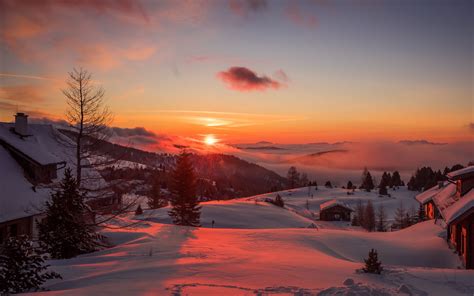 Widescreen Winter Sunset Wallpapers