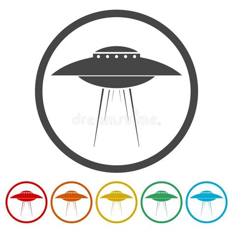 Ufo Flying Saucer Vector Icons Set Stock Vector Illustration Of