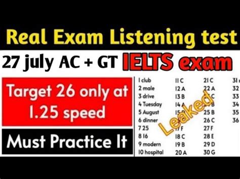 Ielts Listening Real Test July Ielts Exam Academic Exam Julyielts