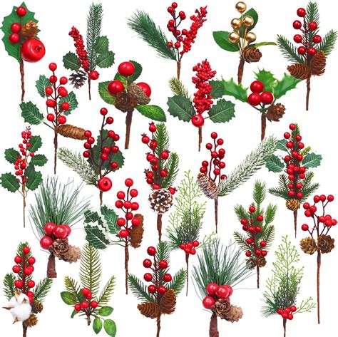 Amazon Rionaty 24 Pack Christmas Picks Artificial Christmas Floral