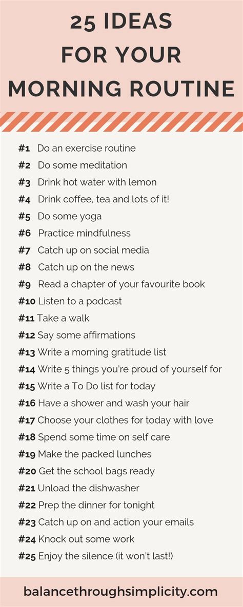 25 Ideas For A Simple Morning Routine To Kick Start Your Day Morning