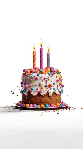 Premium Ai Image Colorful Birthday Cake With Sprinkles And Candles