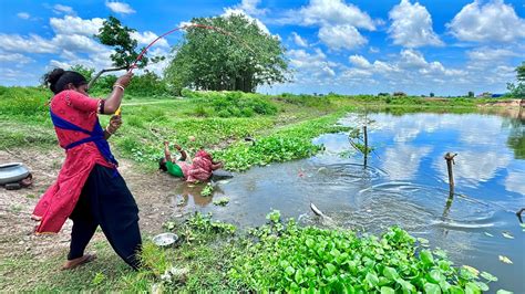 Fishing Video Unique Village Lady Hook Fishing In Village Pond