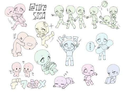 トレス 素材 6 人 ポーズ イラスト