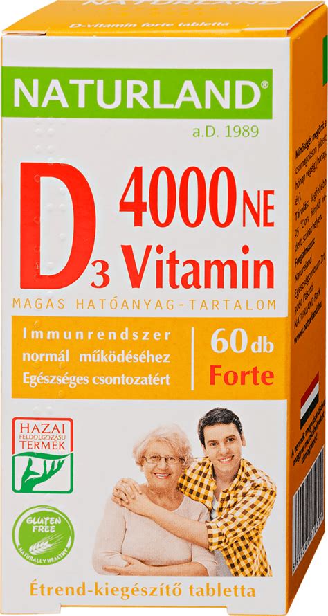 NATURLAND D vitamin forte tabletta 60 db Vásároljon tartósan kedvező