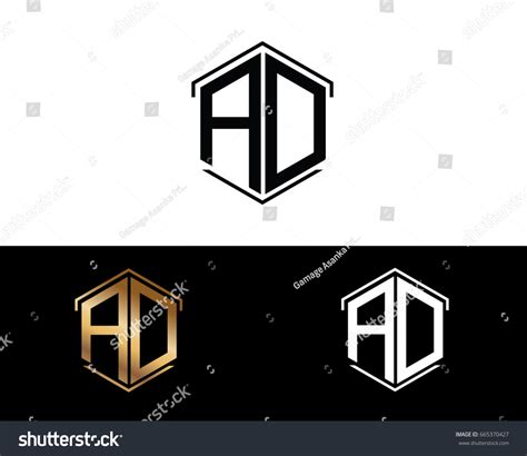 Ad Letters Linked Hexagon Shape Logo Vector De Stock Libre De