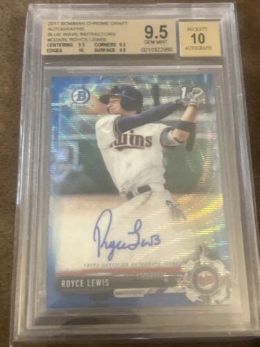 Bowman Chrome Draft Blue Wave Refractor Royce Lewis Autograph