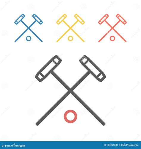 Polo Mallet Line Icon Vector Sport Signs For Web Graphics Stock