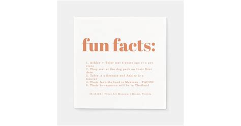 Modern Minimal Papaya Fun Facts Wedding Napkins Zazzle