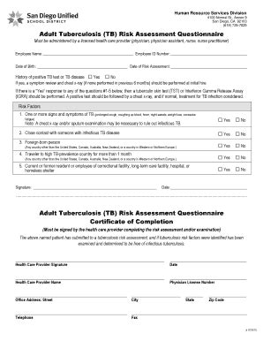 Printable Tb Questionnaire Fill Online Printable Fillable Blank