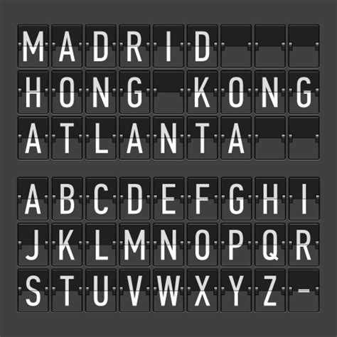 Airport flip board font showing flight departure Vector Image