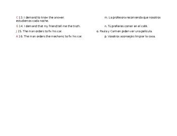 Subjunctive V Infinitive Sentence Translation Matching Practice By