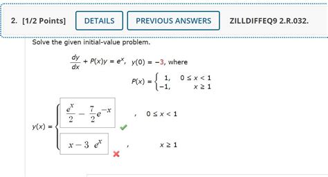 Solved Solve The Given Initial Value Problem Chegg