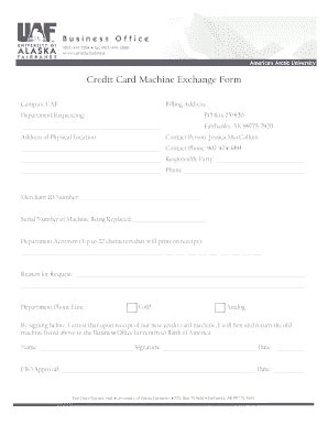 Fillable Online Uaf Credit Card Machine Exchange Form Fax Email Print