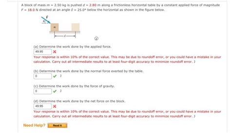 Solved A Block Of Mass M Kg Is Pushed D M Along A Chegg