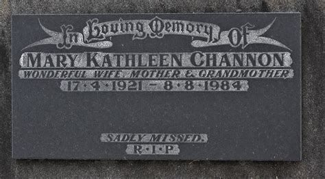 Mary Kathleen Channon 1921 1984 Find A Grave Memorial