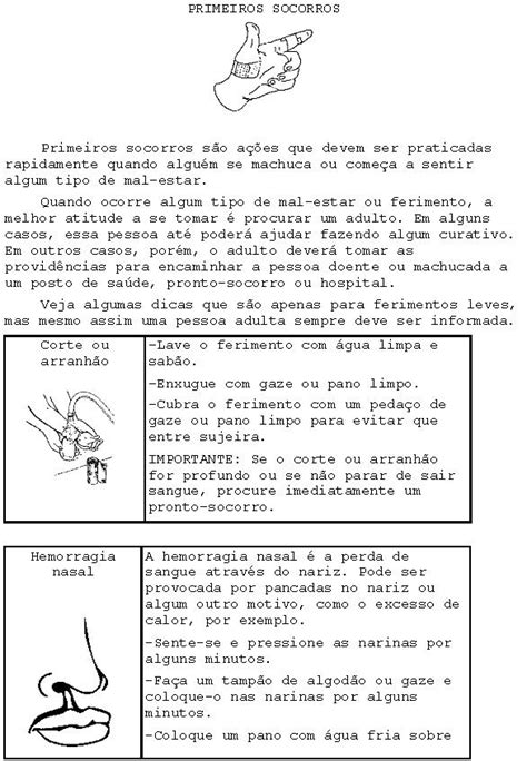 Atividades para o Ensino Fundamental Noções de Primeiros Socorros