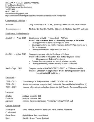 Adam Vincent Cv Pdf