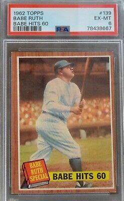 1962 Topps 139 Babe Ruth GOAT Hits 60 PSA 6 EX MINT EBay