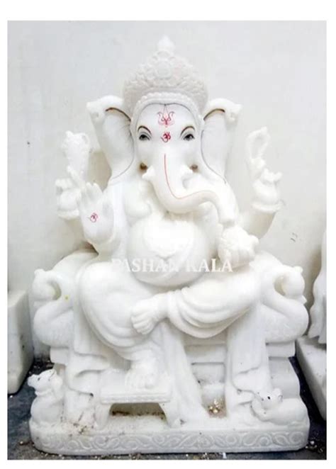 Pashan Kala White Marble Ganesha God Statue Size 12 To 66 Inch At