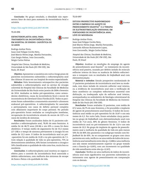 PDF ESFINCTEROPLASTIA ANAL PARA TRATAMENTO DA INCONTINÊNCIA FECAL EM